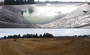 Frost Protection Pond Lining before and after